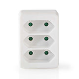 Divisor de Toma Corriente | 3 Tomas Conector Schuko Blanco