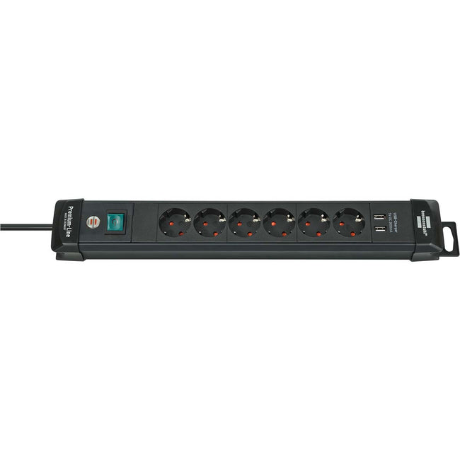 Régua de tomadas Premium-Line com 6 tomadas, interruptor e dispositivo de suspensão, 3,00 m