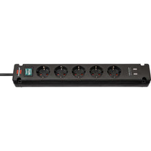 Régua de tomadas Brennenstuhl Bremounta - 5 tomadas com 2 portas USB, preta, 3m, H05vv-f, 3G1.5
