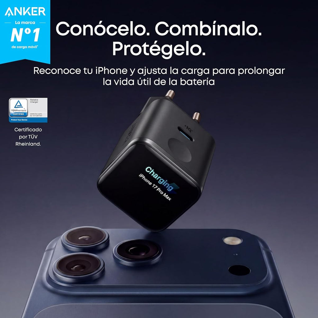 Cargador USB-C Anker Nano 45 W con pantalla inteligente, vista de detalle 1