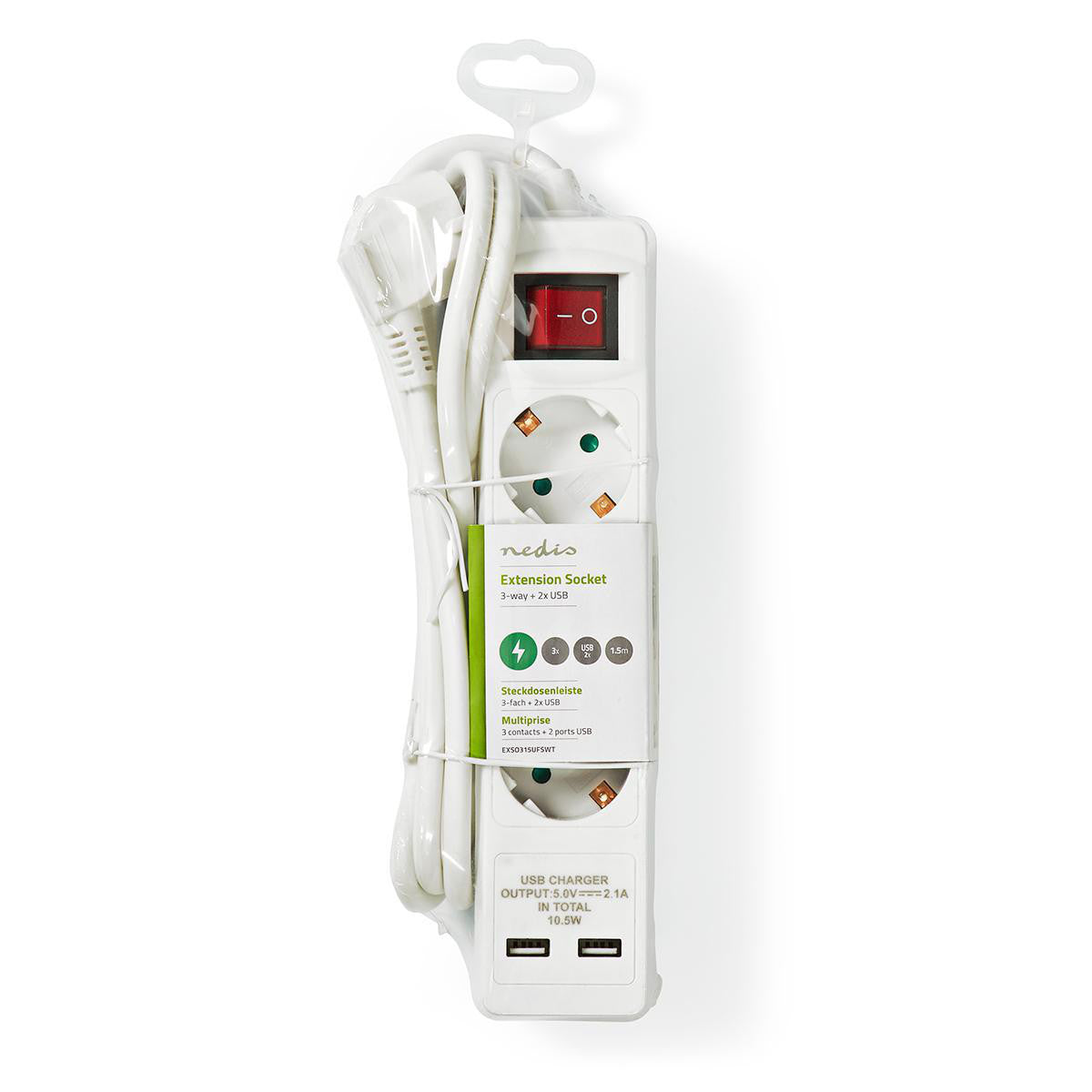 Enchufe de Extensión | Schuko / Type F (CEE 7/7) 3 vía 1.50 m 3680 W 16 A Tipo Conexión Tierra: Contactos Laterales 230 V ~ 50