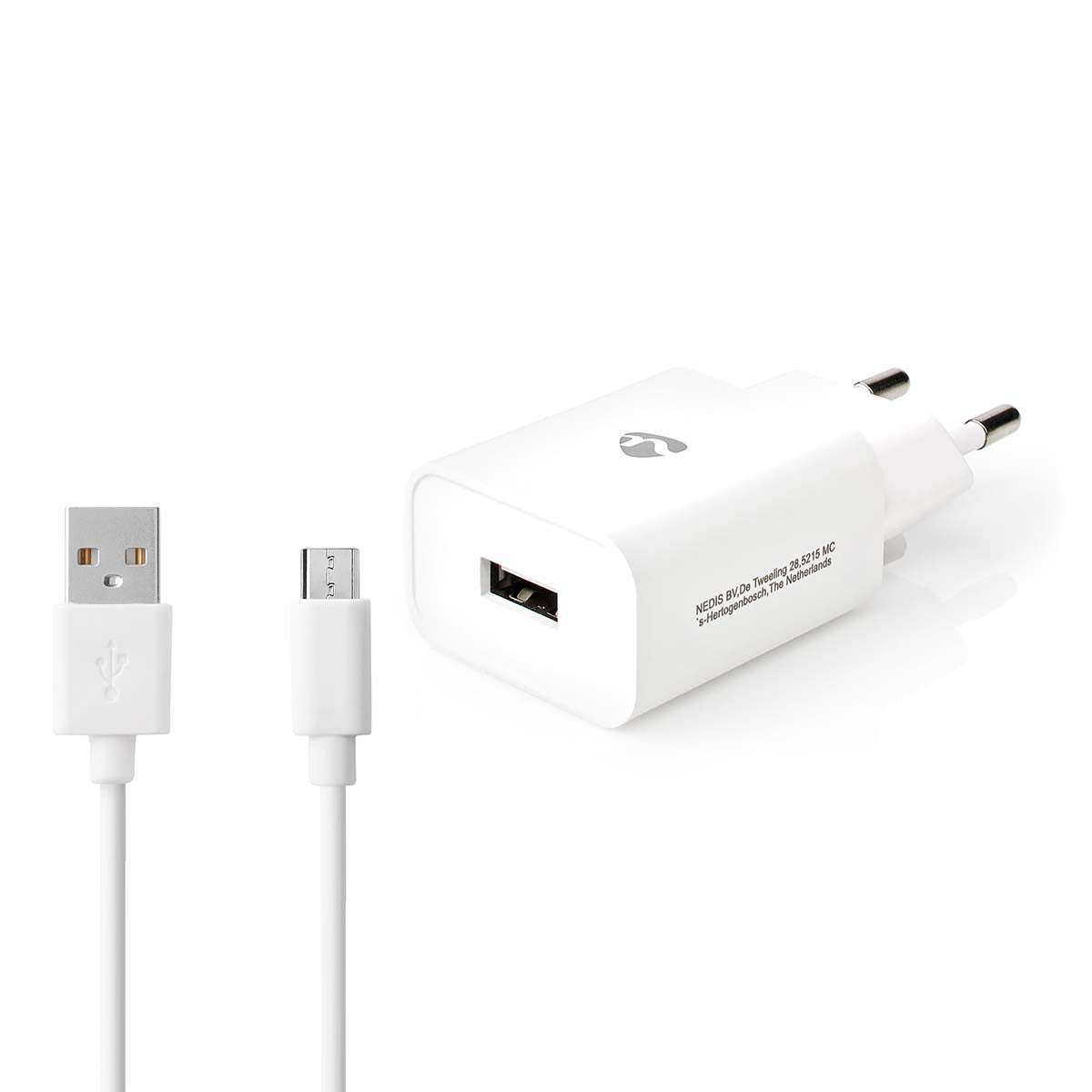 Kit de cable microusb de 1m + Cargador usb 2.1 Blanco