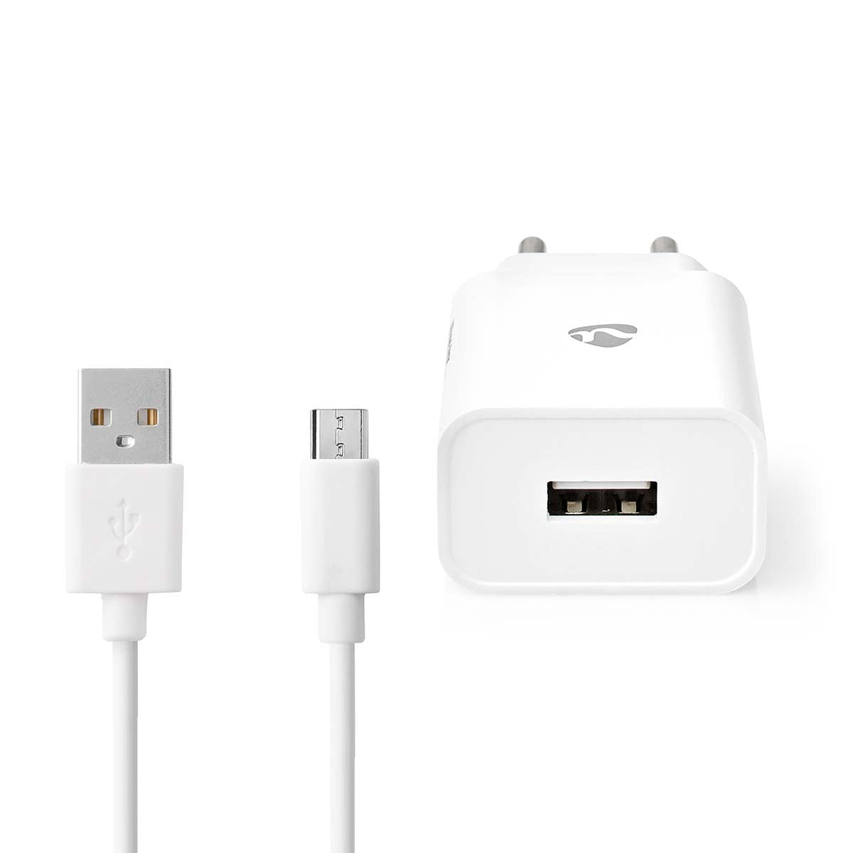 Kit de cable microusb de 1m + Cargador usb 2.1 Blanco