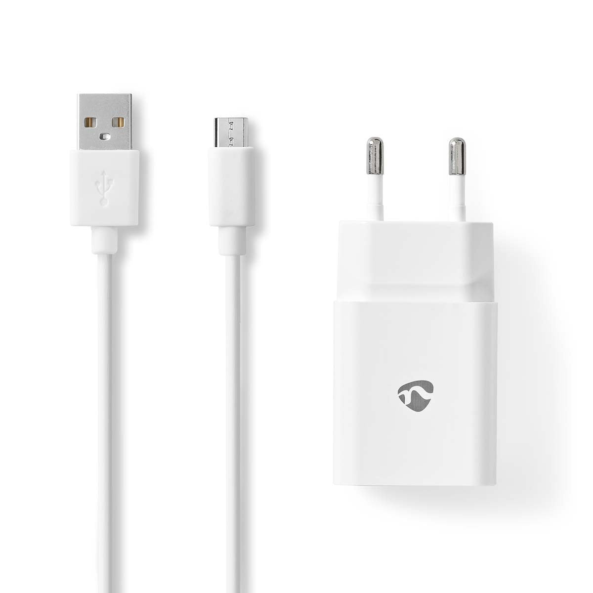 Kit de cable microusb de 1m + Cargador usb 2.1 Blanco