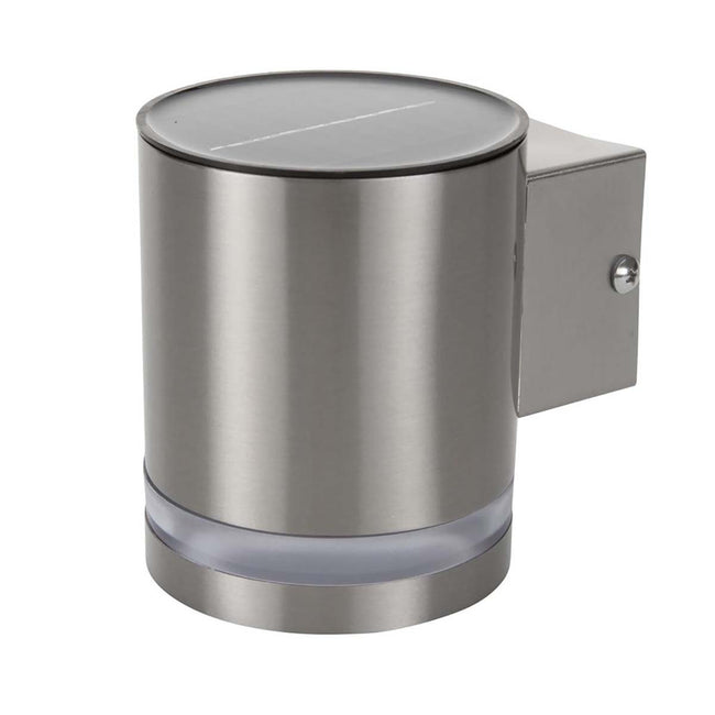 Ranex Silver LED Solar Wall Light with Flat Solar Panel 