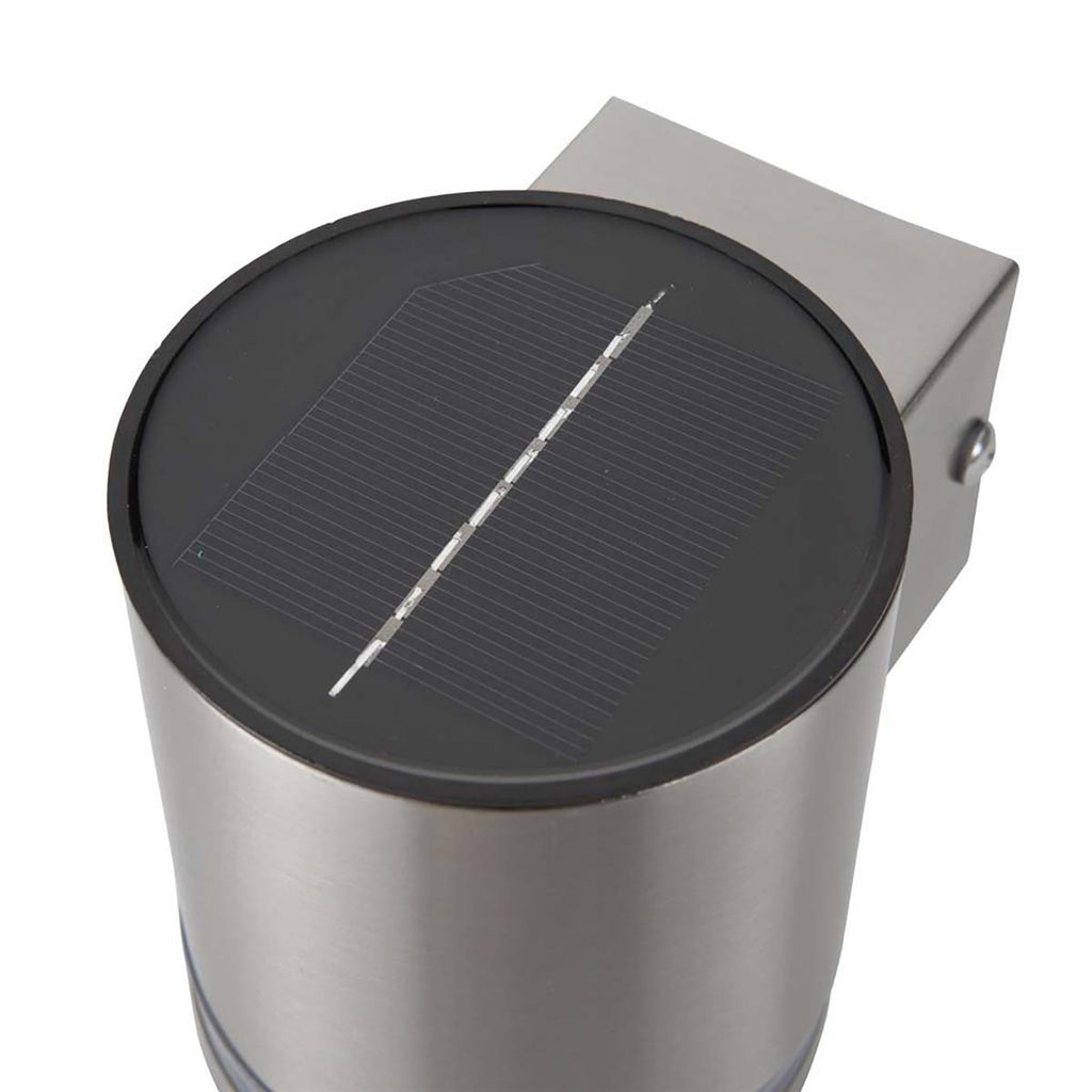 Ranex Silver LED Solar Wall Light with Flat Solar Panel 