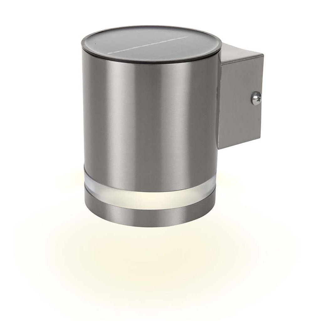 Ranex Silver LED Solar Wall Light with Flat Solar Panel 