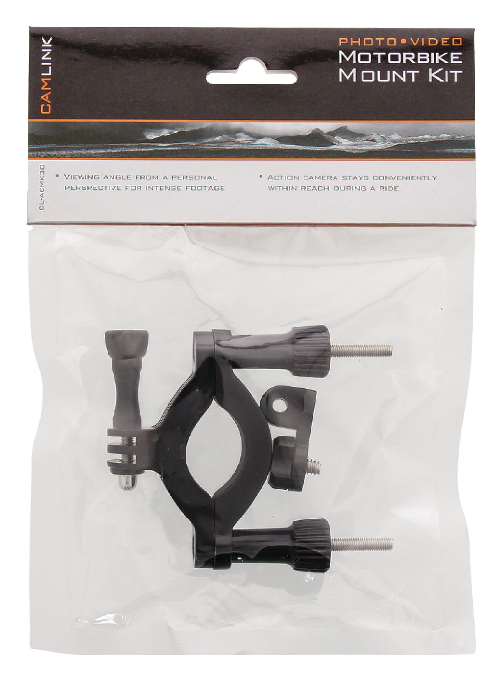Kit de montagem para motos para câmaras de ação e acessórios.