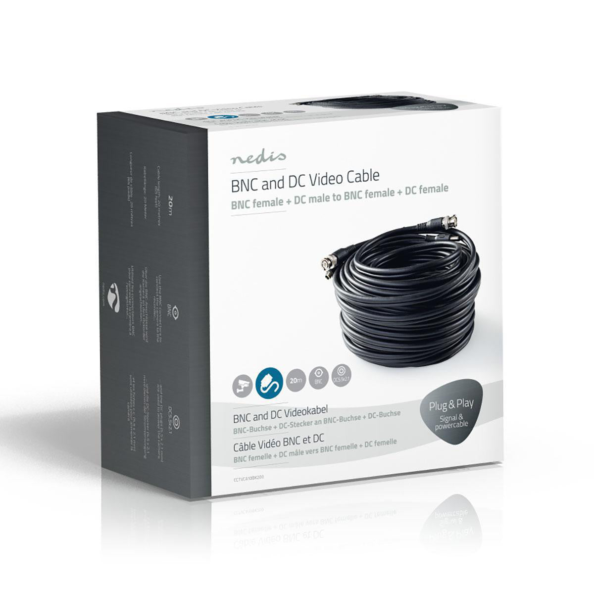 Cable de Seguridad Cctv Bnc/cc | Rg59 20 m Conectores Premontados