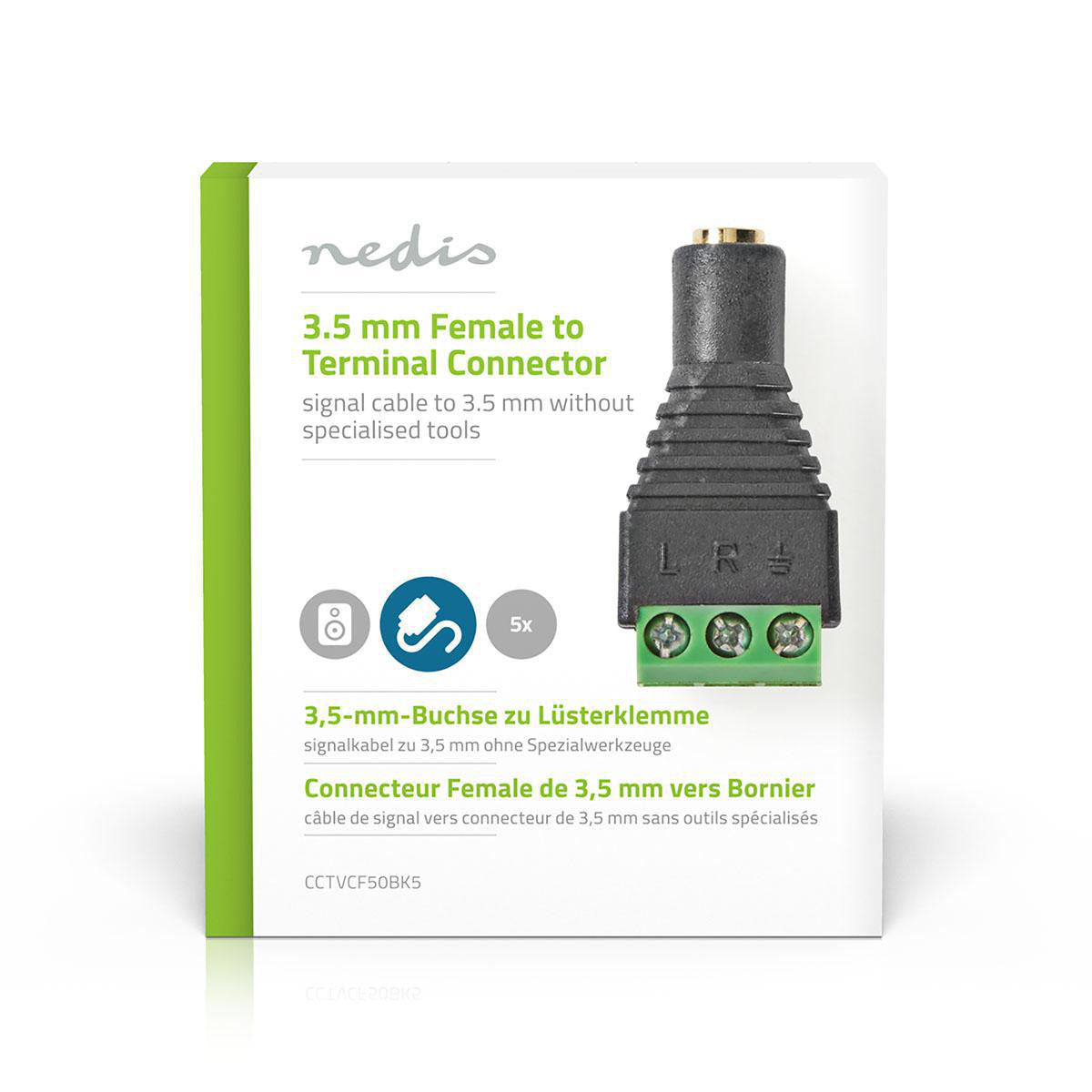 Conector de Seguridad Para Cctv Nedis | 5 3 Hilos a 3,5 mm Hembra