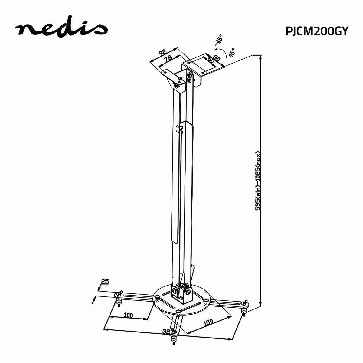 Soporte de Techo Para Proyector | Capacidad Giro 360° Hasta 10 kg 550-1000 mm Distancia al Gris