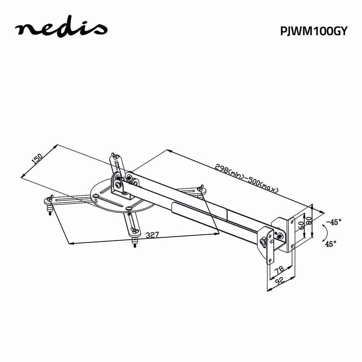 Soporte de Pared Para Proyector | Capacidad Giro 360° Hasta 10 kg 314-500 mm Distancia a la Gris