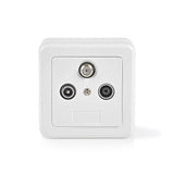 Caja de Conexiones Pared Para Antena | 1x Salida F IEC Macho Hembra 75 dB