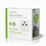 Caja de Conexiones Pared Para Antena | 1x Salida F IEC Macho Hembra 75 dB