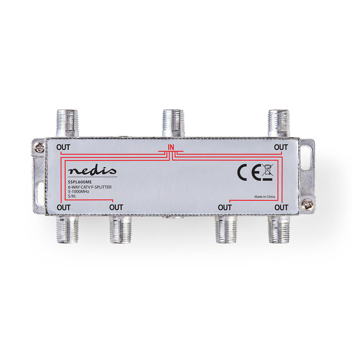 Divisor de Catv Tipo F | Ganancia máx. 10 dB 5-1000 MHz 6 Salidas