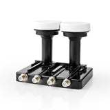 LNB | Quad Monoblock 4.3° Conexión de Salida: 4x Conector F Rango Figura Ruido: 0.85 dB Ganancia Conversión: 52-67 Blanco