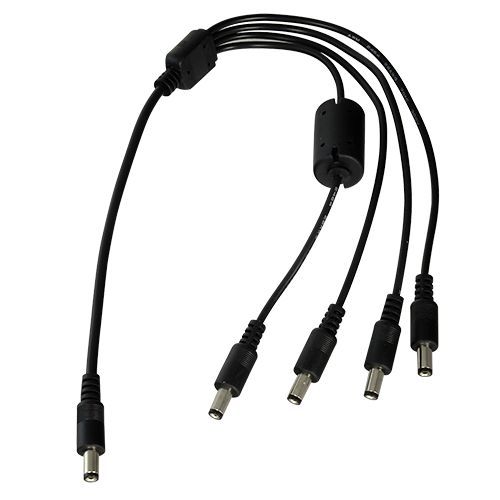 Distribuidor de energia - 1 conector fêmea especial, 4 conectores standard, até uma única fonte de alimentação para câmaras, com 50 cm de comprimento 