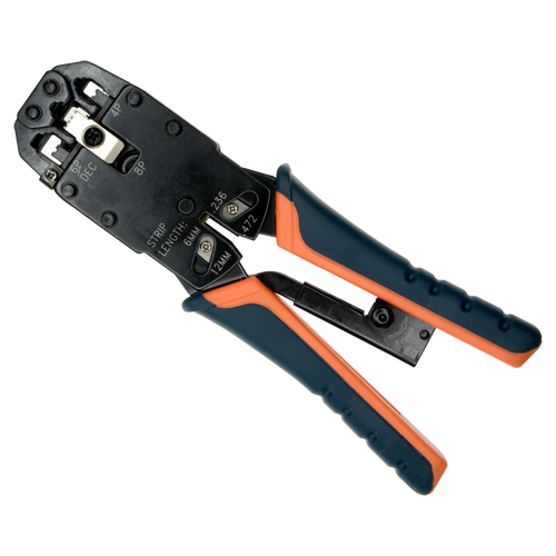 Alicate de cravação - Modelo profissional de alta qualidade. Conectores: RJ45, RJ11, RJ12. Cabo: UTP. Fácil de usar, lâmina rápida.