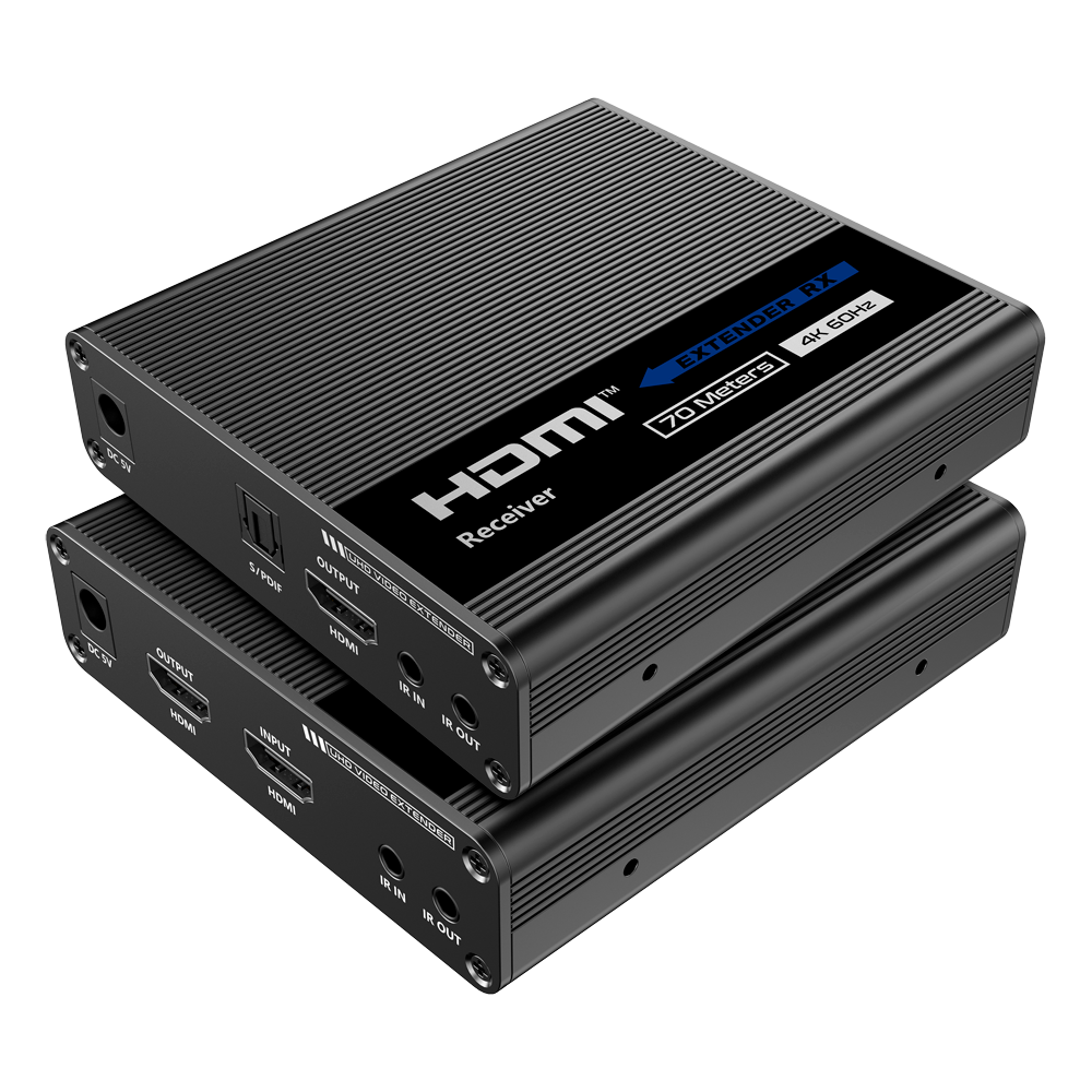 Active HDMI Extender - Transmitter and Receiver Range 60 m Over UTP Cat 6 Cable Up to 4K DC 5 V Power Supply 