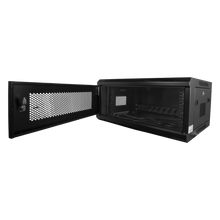 Wall Mount Rack Cabinet - Up to 6U 19" 60 Kg Load Capacity Mesh Panels on Front and Sides Ventilation Cable Entry Ports Power Strip