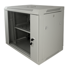 9U 19" 100kg Wall Mount Rack Cabinet with Cable Management, Fan, Tray Included and Aluminum Power Strip in Grey 