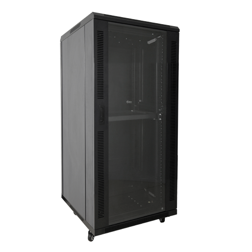Armario Rack Para Suelo - Hasta 18U de 19" 800 Kg Carga Con Ventilación y Pasacables 2 Ventiladores Bandejas Incluidas Regleta