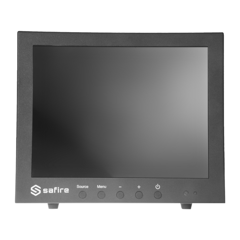 Monitor LED Safire de 10" - Concebido para videovigilância, rácio de ecrã 4:3, VGA, HDMI, entrada BNC e áudio, resolução de 1024x768, colunas integradas. 