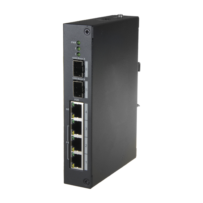 Switch PoE X-security - 4 Puertos + 2 SFP de Fibra Velocidad 10/100 Mbps 60W Puerto / 30W 1-3 Máximo 96W Hi-poe Ieee802.3at (Po