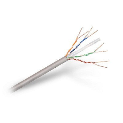 Cable de red Rj45 Cat.6 UTP Rígido Awg24, Gris, Bobina 100 Metros 100% Cobre Para la Instalación