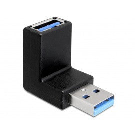 Adaptador USB 3.0 Tipo A Macho para Fêmea, Ângulo Vertical de 90°
