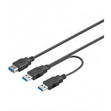 Cable USB 3.0 Dual Power Superspeed, Negro