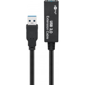 Cabo de extensão USB 3.0 ativo, preto, 5 metros