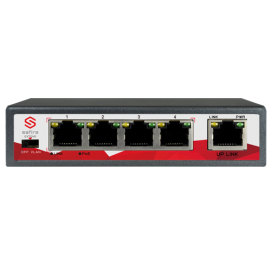 Switch PoE Safire - 4 Puertos + 1 Uplink Rj45 Velocidad 10/100 Mbps Potencia 30 W por Puerto Máxima Total 65 Norma Ieee802.3at