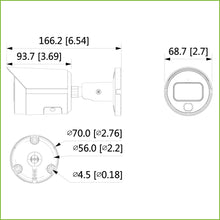 Tubo IP H265 2M LED WDR colorido de 30m 3,6mm IP67 PoE SD Microfone
