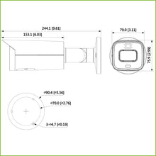Tubular IP H265 AI 2M WDR Starlight+ 1LED/2IR60m 3.6mm IP67 IK10 PoE ÁUDIO MIC/Altifalante E/S AI