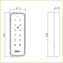 Leitor de proximidade ASR2201D-B Mifare RS485 Wiegand, à prova de água IP65 e Bluetooth.