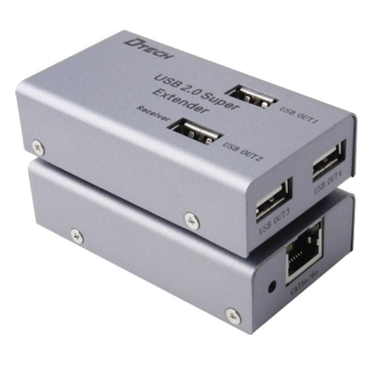 Extensor de rede LAN USB com 1 entrada USB e 4 saídas USB.