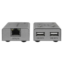 Extensor de rede LAN USB com 1 entrada USB e 4 saídas USB.