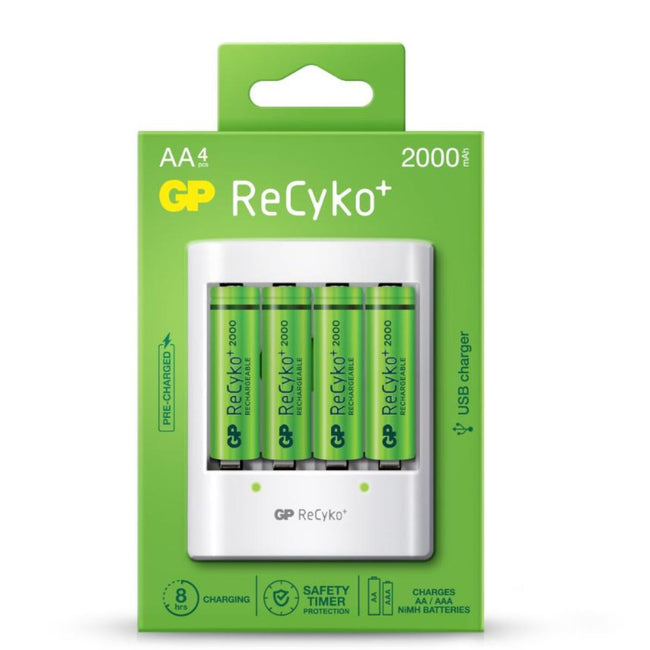 Cargador de de 4 pilas recargables + 4 pilas recargables de 2100mAh