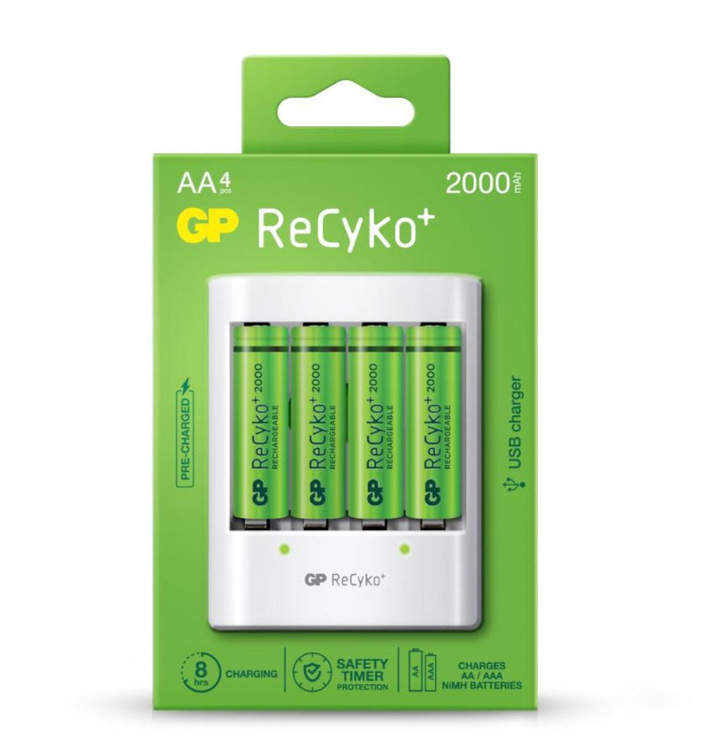Carregador para 4 baterias recarregáveis ​​​​+ 4 baterias recarregáveis ​​​​de 2100mAh