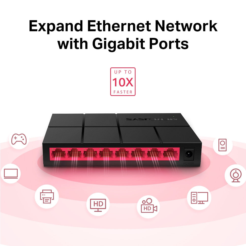 Switch Sobremesa 8-puertos 10/100/1,000 Mbps