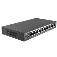 Reyee - Switch de secretária com 10 portas RJ45, velocidade de 10/100/1000 Mbps, consumo máximo de energia de 70 W, tecnologia de poupança de energia.