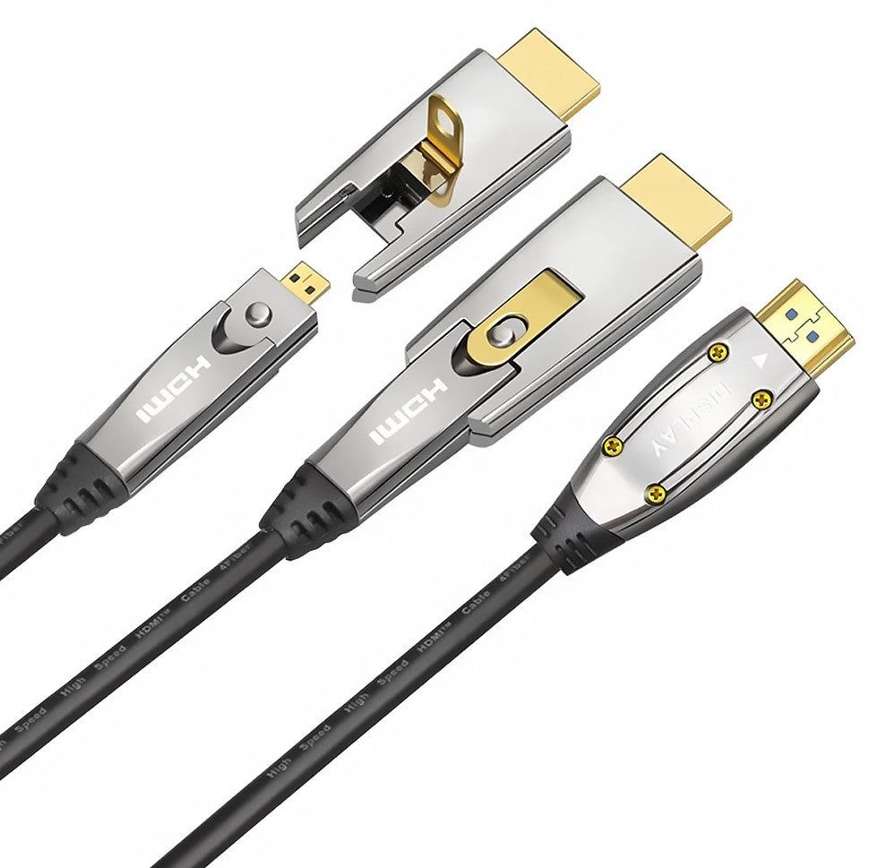 Cabo HDMI 2.0 4K com condutor de fibra e um conetor destacável