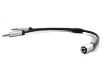 Cabo com conector fêmea de 3,5 mm de 4 pinos com divisor para microfone e auscultadores.