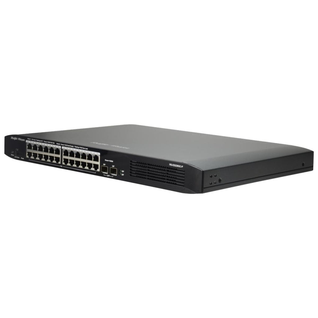 Switch PoE gerenciável com 24 portas RJ45 10/100/1000 + 2 portas SFP 10/100/1000 