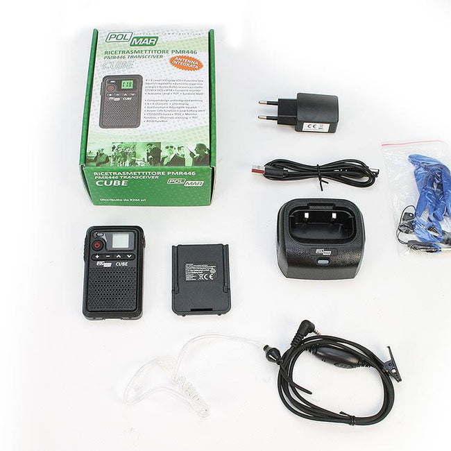 Walkie talkie PMR446 Polmar Cube de uso livre com auricular