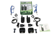 Pack de 2 rádios comunicadores PMR-446 de utilização livre, 16 canais.