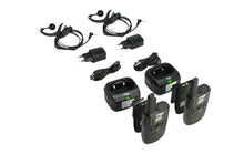 Pack de 2 rádios comunicadores PMR-446 de utilização livre, 16 canais.