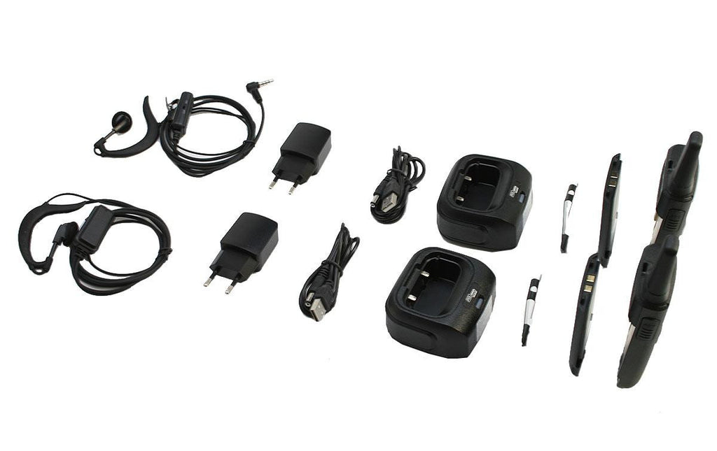 Pack de 2 rádios comunicadores PMR-446 de utilização livre, 16 canais.