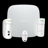 Kit de alarma profesional con Ethernet y dual SIM, GPRS incluye  Ajax Hub 2, 1 PIRCAM - 1 detector PIR y 1 mando de color blanco